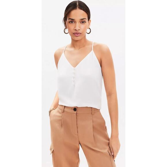 Loft Womens Slip Top Cream Sz. Small Sheer with Full Lining Feminine Lightweight - Picture 1 of 12